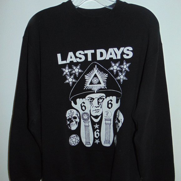 Last Days GOTHIC GOTH Men's Black 666 Punk Sweatshirt SZ S Occult - Picture 1 of 5